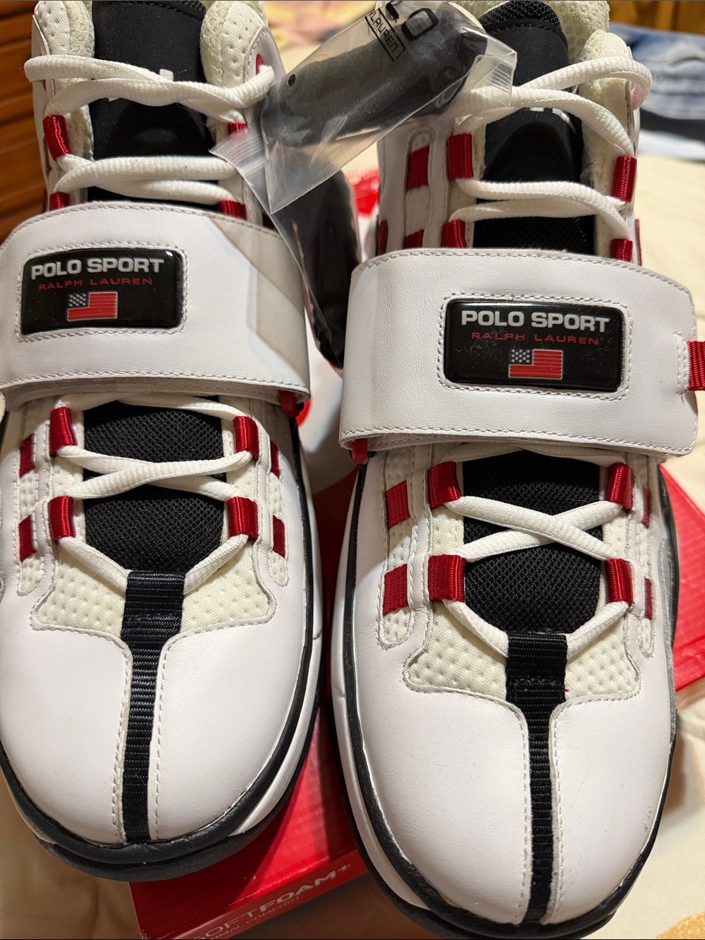 Polo by Ralph Lauren Men White, Red & Black Athletic Sneakers